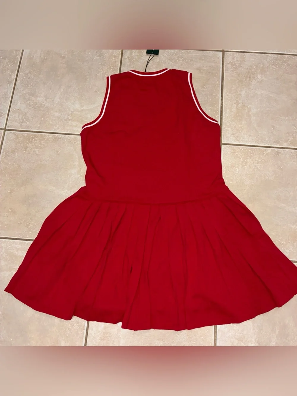 Tuckernuck Red Sleeveless V-Neck Midi Dress Red with White Trim XXL